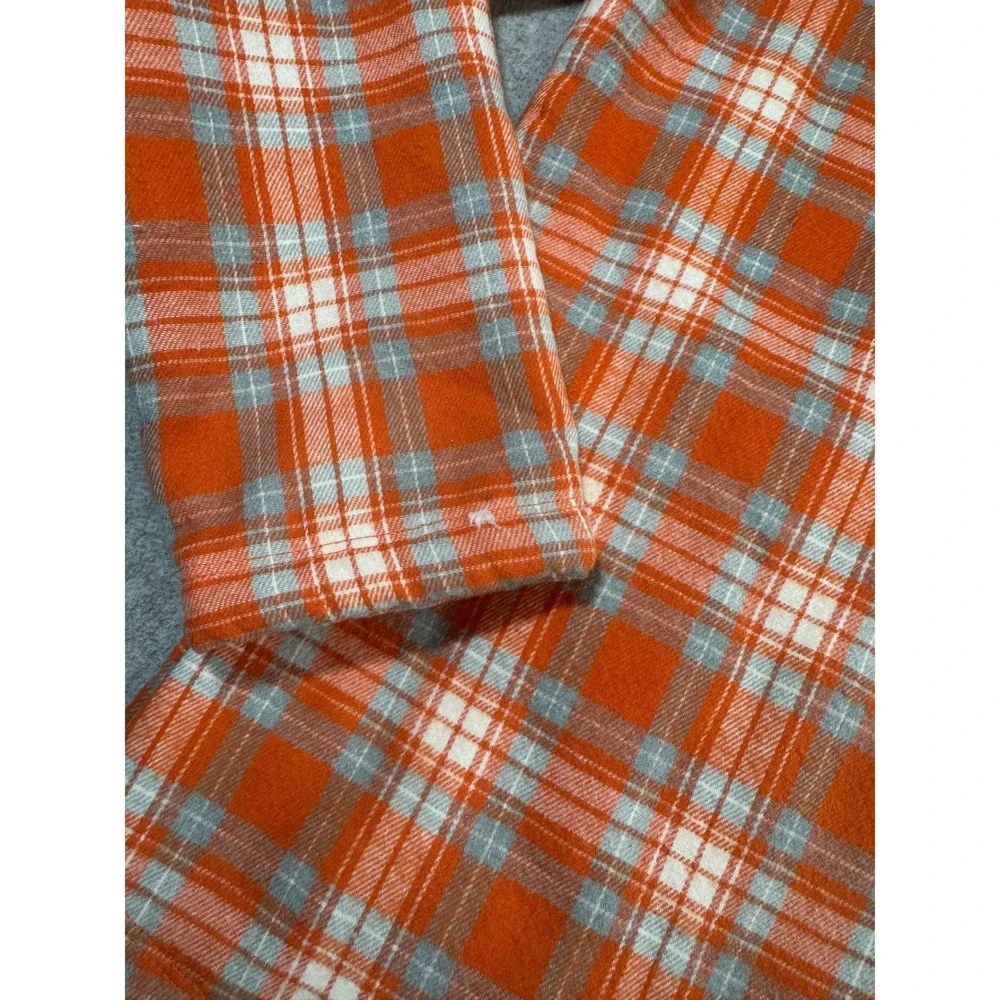 Riding Sport Sherpa Lined Plaid Hooded Jacket Women Small Orange Full Zip Fleece
